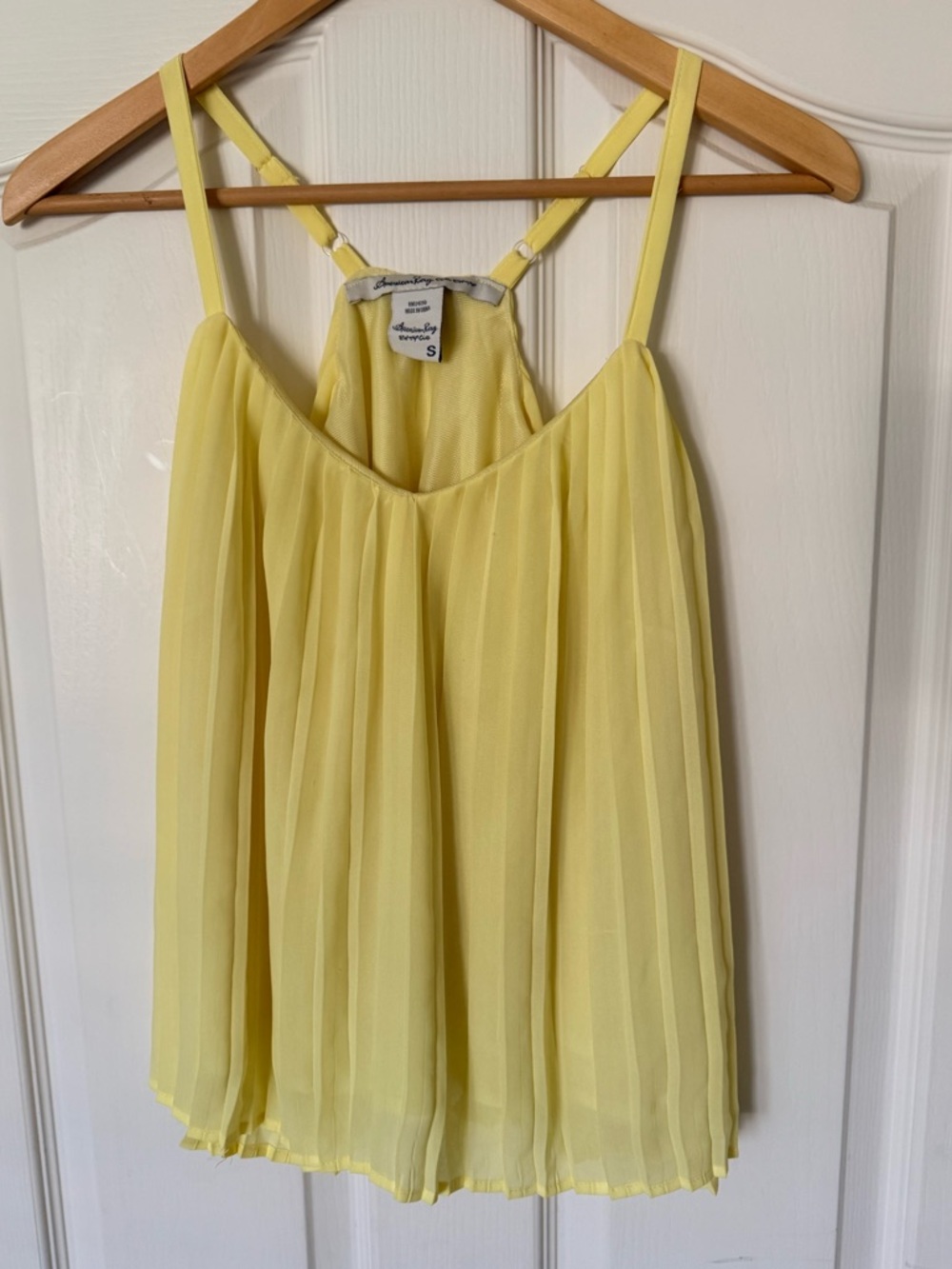American Rag Yellow Pleated Spaghetti Strap Top